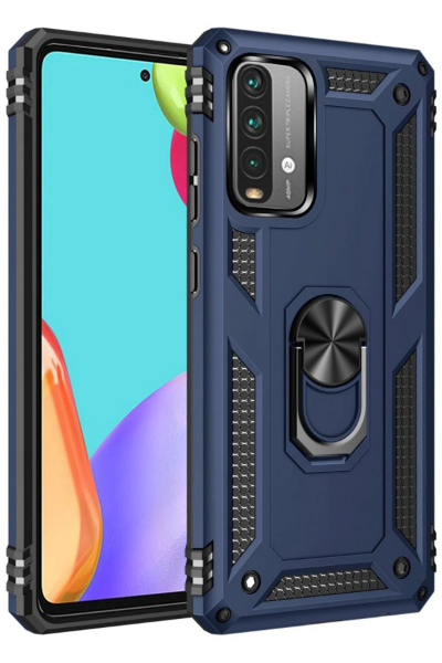 Newface Xiaomi Redmi 9T Kılıf Sofya Yüzüklü Silikon Kapak - Lacivert resmi