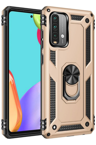 Newface Xiaomi Redmi 9T Kılıf Sofya Yüzüklü Silikon Kapak - Gold resmi