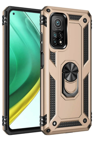Newface Xiaomi Mi 10T Pro Kılıf Sofya Yüzüklü Silikon Kapak - Gold resmi