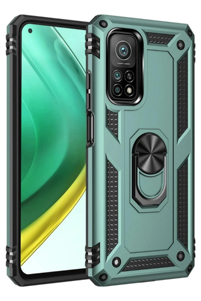 Newface Xiaomi Mi 10T Pro Kılıf Sofya Yüzüklü Silikon Kapak - Yeşil resmi