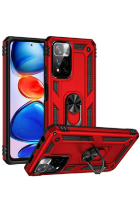 Newface Xiaomi Redmi Note 11 Pro Plus 5G Kılıf Sofya Yüzüklü Silikon Kapak - Kırmızı resmi