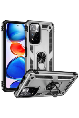 Newface Xiaomi Redmi Note 11 Pro Plus 5G Kılıf Sofya Yüzüklü Silikon Kapak - Gümüş resmi