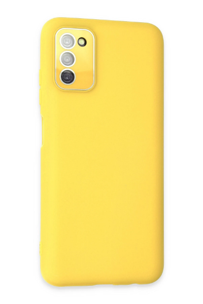 Newface Samsung Galaxy A03S Kılıf Lansman Glass Kapak - Sarı resmi