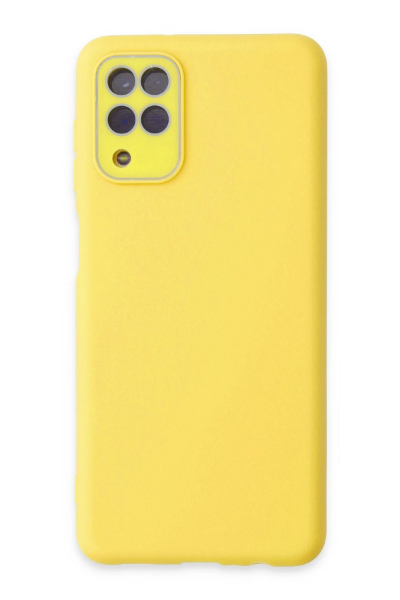 Newface Samsung Galaxy A22 Kılıf Lansman Glass Kapak - Sarı resmi
