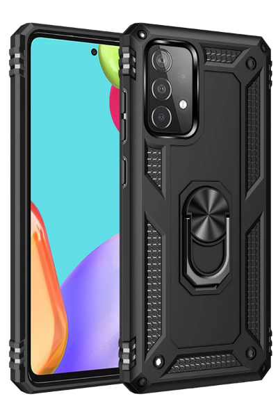 Newface Samsung Galaxy A53 5G Kılıf Sofya Yüzüklü Silikon Kapak - Siyah resmi