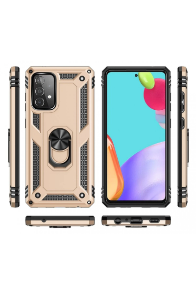Newface Samsung Galaxy A53 5G Kılıf Sofya Yüzüklü Silikon Kapak - Gold resmi