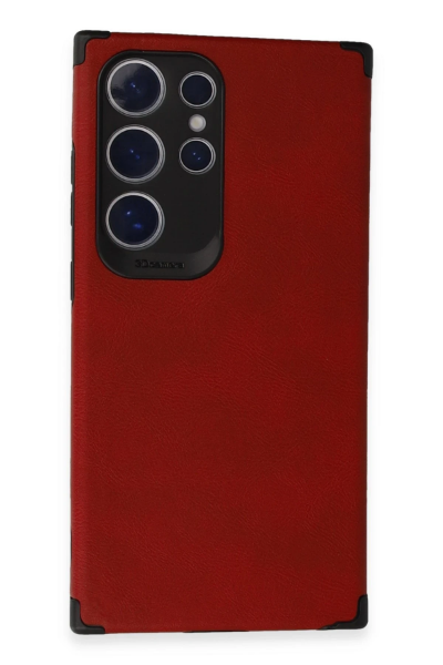 Newface Samsung Galaxy S24 Ultra Kılıf Loop Deri Silikon - Kırmızı resmi