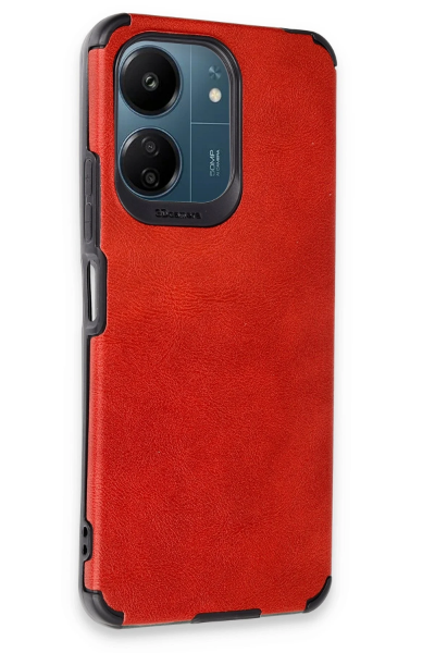 Newface Xiaomi Redmi 13C Kılıf Loop Deri Silikon - Kırmızı resmi