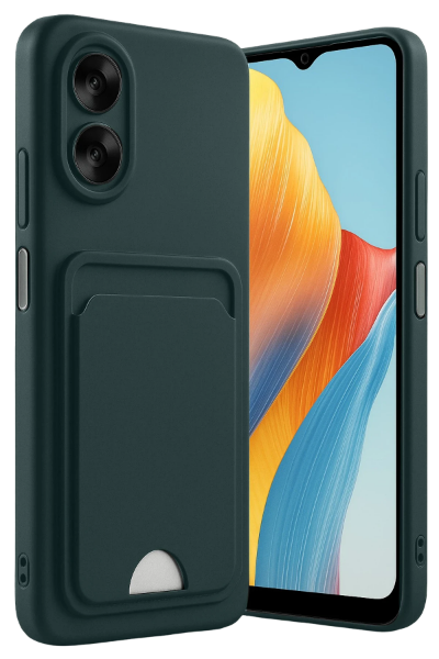 Newface Oppo A38 Kılıf Kelvin Kartvizitli Silikon - Koyu Yeşil resmi