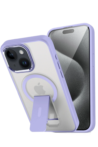 Newface iPhone 15 Tork Magsafe Standlı Kapak - Lila resmi