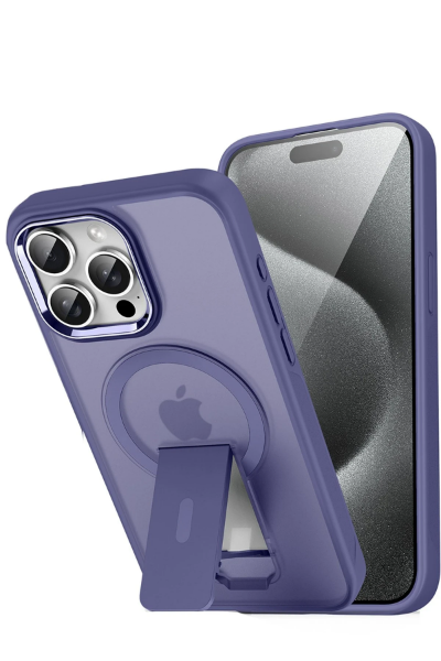 Newface iPhone 15 Pro Tork Magsafe Standlı Kapak - Derin Mor resmi