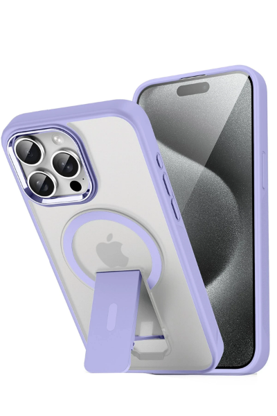 Newface iPhone 15 Pro Tork Magsafe Standlı Kapak - Lila resmi