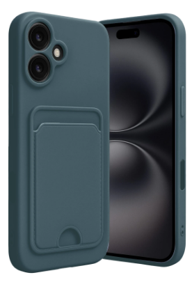 Newface iPhone 16 Kılıf Kelvin Kartvizitli Silikon - Koyu Yeşil resmi