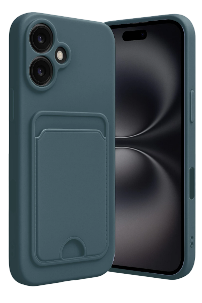 Newface iPhone 16 Kılıf Kelvin Kartvizitli Silikon - Koyu Yeşil resmi