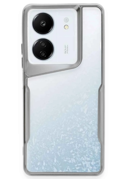 Newface Xiaomi Redmi 13C Kılıf Boyi Silikon Kapak - Gümüş resmi