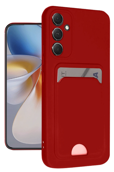 Newface Samsung Galaxy S24 FE Kılıf Kelvin Kartvizitli Silikon - Kırmızı resmi