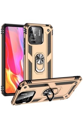 Newface Xiaomi Redmi 10C Kılıf Sofya Yüzüklü Silikon Kapak - Gold resmi