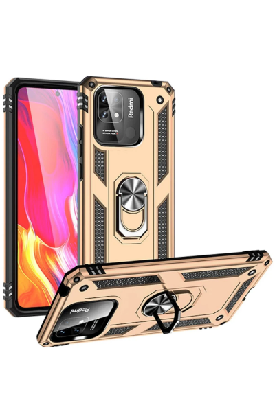 Newface Xiaomi Redmi 10C Kılıf Sofya Yüzüklü Silikon Kapak - Gold resmi