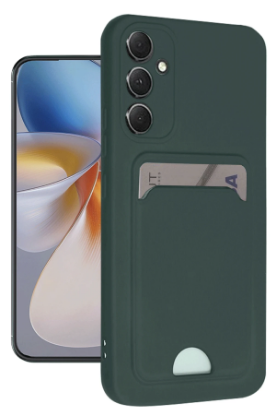 Newface Samsung Galaxy S24 FE Kılıf Kelvin Kartvizitli Silikon - Koyu Yeşil resmi