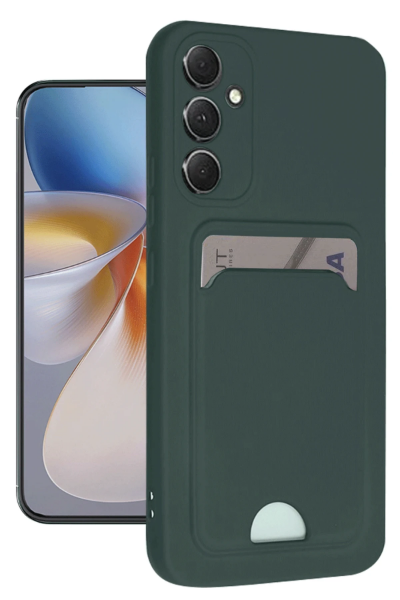 Newface Samsung Galaxy S24 FE Kılıf Kelvin Kartvizitli Silikon - Koyu Yeşil resmi