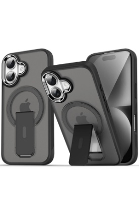 Newface iPhone 16 Plus Kılıf Tork Magsafe Standlı Kapak - Siyah resmi