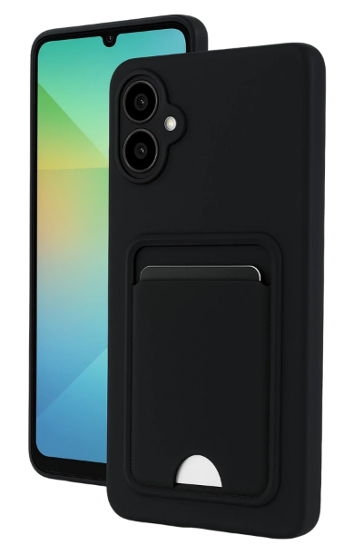 Newface Samsung Galaxy A06 Kılıf Kelvin Kartvizitli Silikon - Siyah resmi
