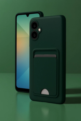 Newface Samsung Galaxy A06 Kılıf Kelvin Kartvizitli Silikon - Koyu Yeşil resmi