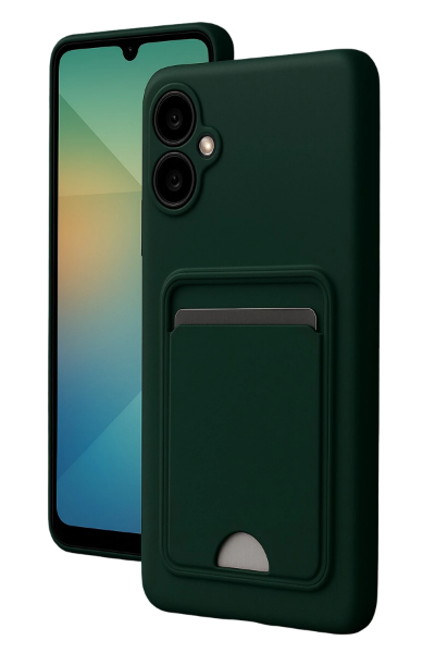 Newface Samsung Galaxy A06 Kılıf Kelvin Kartvizitli Silikon - Koyu Yeşil resmi