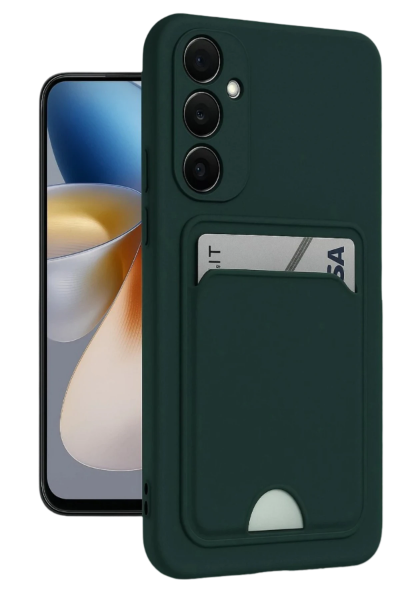 Newface Samsung Galaxy A16 5G Kılıf Kelvin Kartvizitli Silikon - Koyu Yeşil resmi