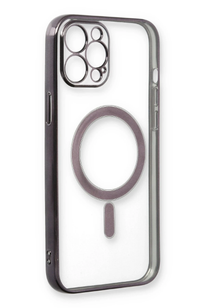 Newface iPhone 12 Pro Max Kılıf Magneticsafe Lazer Silikon - Siyah resmi