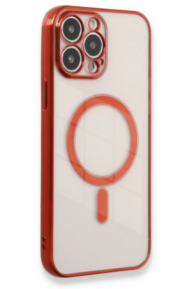 Newface iPhone 13 Pro Max Kılıf Magneticsafe Lazer Silikon - Kırmızı resmi