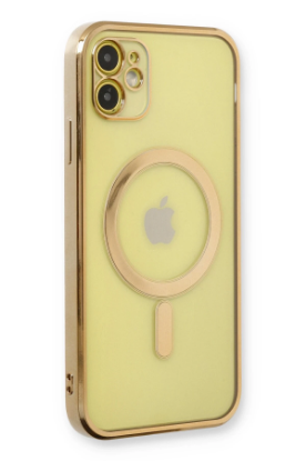 Newface iPhone 12 Kılıf Magneticsafe Lazer Silikon - Gold resmi