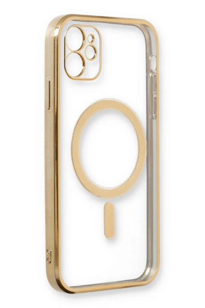 Newface iPhone 12 Kılıf Magneticsafe Lazer Silikon - Gold resmi