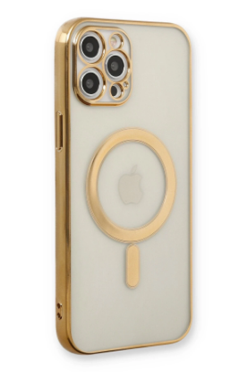 Newface iPhone 12 Pro Kılıf Magneticsafe Lazer Silikon - Gold resmi