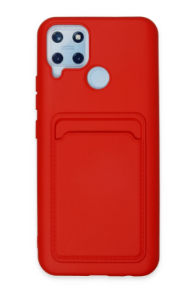 Newface Realme C25 Kılıf Kelvin Kartvizitli Silikon - Kırmızı resmi