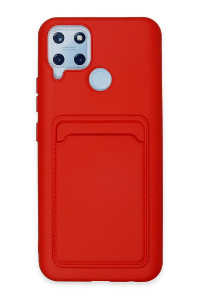 Newface Realme C25 Kılıf Kelvin Kartvizitli Silikon - Kırmızı resmi