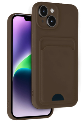 Newface iPhone 14 Kılıf Kelvin Kartvizitli Silikon - Kahverengi resmi