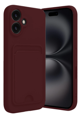 Newface iPhone 16 Kılıf Kelvin Kartvizitli Silikon - Bordo resmi