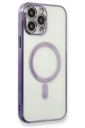 Newface iPhone 13 Pro Max Kılıf Magneticsafe Lazer Silikon - Mor resmi