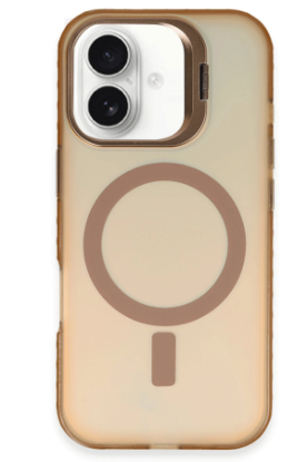 Newface iPhone 16 Plus Kılıf Primera Magsafe Standlı Kapak - Gold resmi