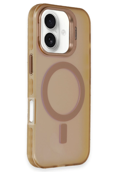 Newface iPhone 16 Plus Kılıf Primera Magsafe Standlı Kapak - Gold resmi
