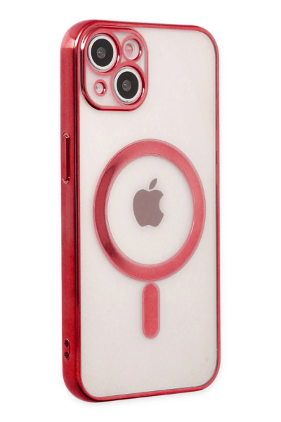 Newface iPhone 14 Plus Kılıf Magneticsafe Lazer Silikon - Kırmızı resmi