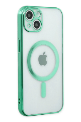 Newface iPhone 14 Plus Kılıf Magneticsafe Lazer Silikon - Haki Yeşil resmi