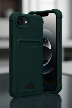 Newface Apple iPhone 16E Kelvin Kartvizitli Silikon - Koyu Yeşil resmi