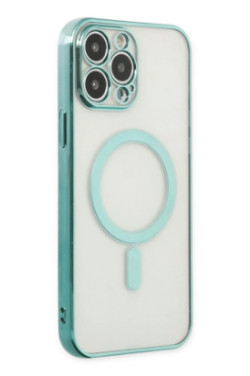 Newface iPhone 14 Pro Max Kılıf Magneticsafe Lazer Silikon - Haki Yeşil resmi