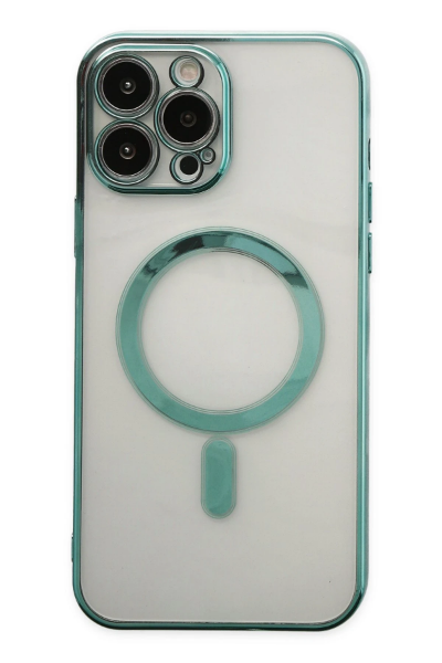 Newface iPhone 14 Pro Max Kılıf Magneticsafe Lazer Silikon - Haki Yeşil resmi