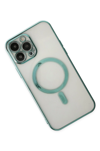 Newface iPhone 14 Pro Max Kılıf Magneticsafe Lazer Silikon - Haki Yeşil resmi