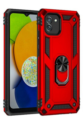 Newface Samsung Galaxy A03 Kılıf Sofya Yüzüklü Silikon Kapak - Kırmızı resmi