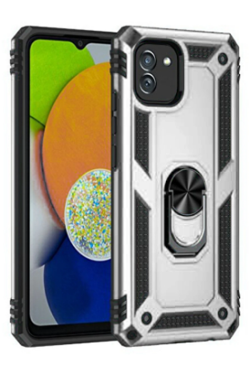 Newface Samsung Galaxy A03 Kılıf Sofya Yüzüklü Silikon Kapak - Gümüş resmi