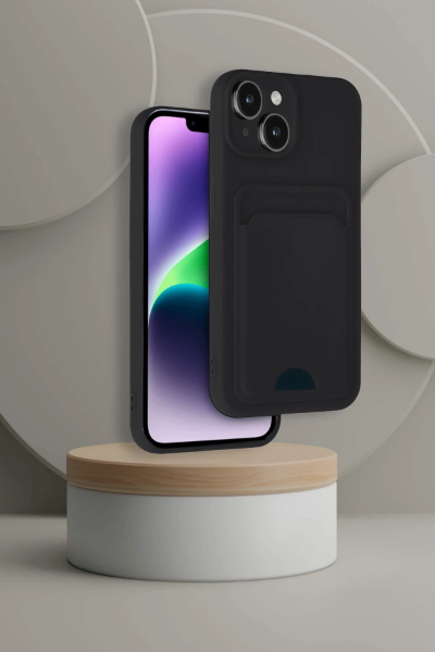Newface iPhone 14 Kılıf Kelvin Kartvizitli Silikon - Siyah resmi